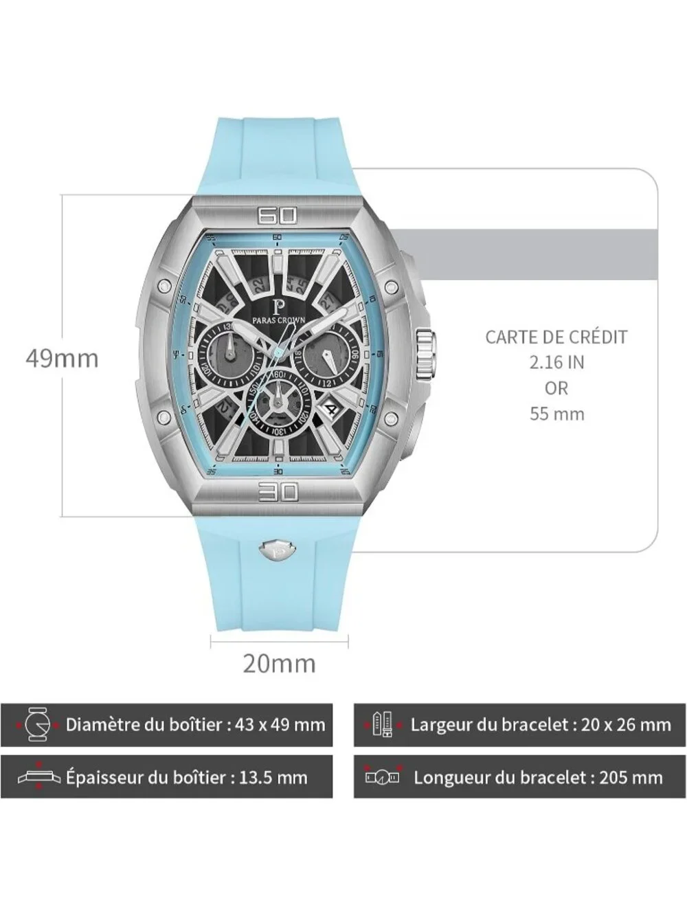 Men's Blue Vintage 5ATM Waterproof Quartz Luxury Chronograph Analog Wrist Watch